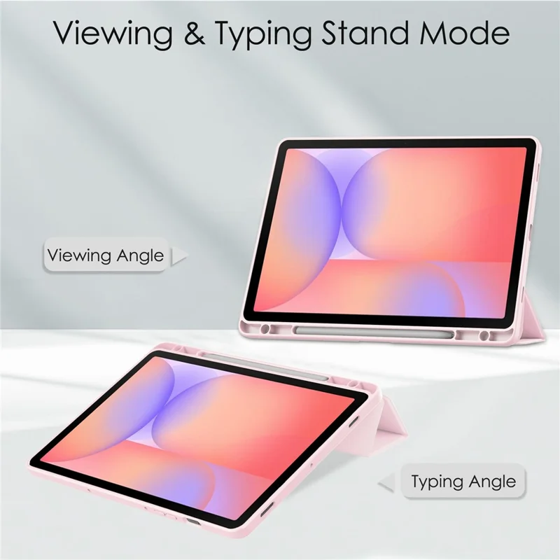 For Samsung Galaxy Tab S10 Lite Case Clear Acrylic Leather Tablet Cover Support Auto Sleep  /  Wake - Pink