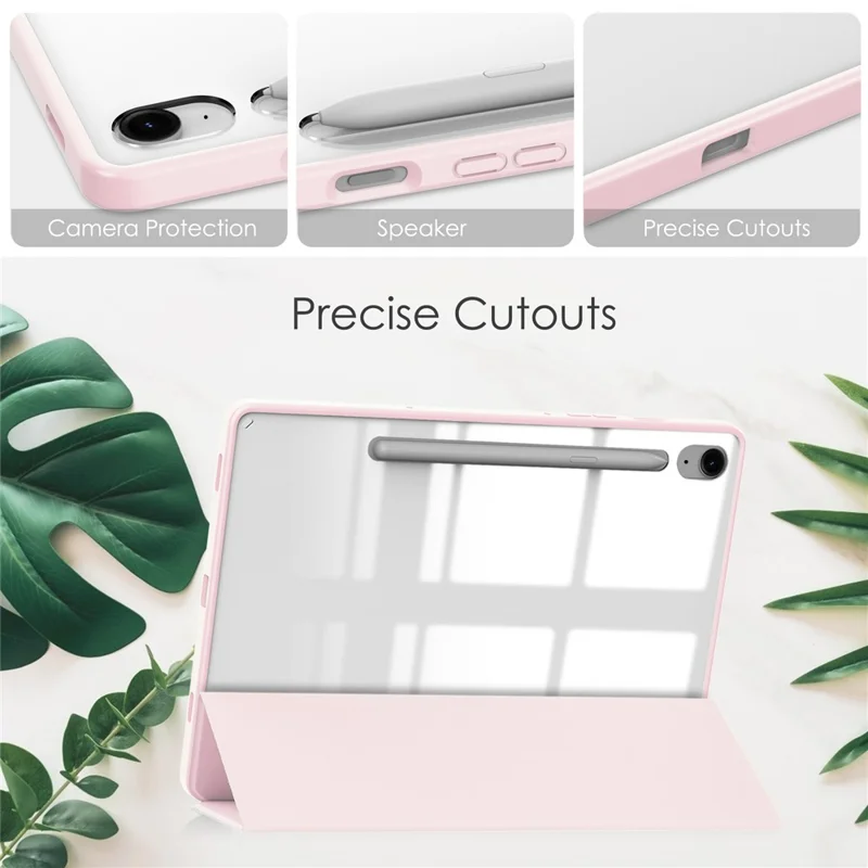 For Samsung Galaxy Tab S10 Lite Case Clear Acrylic Leather Tablet Cover Support Auto Sleep  /  Wake - Pink