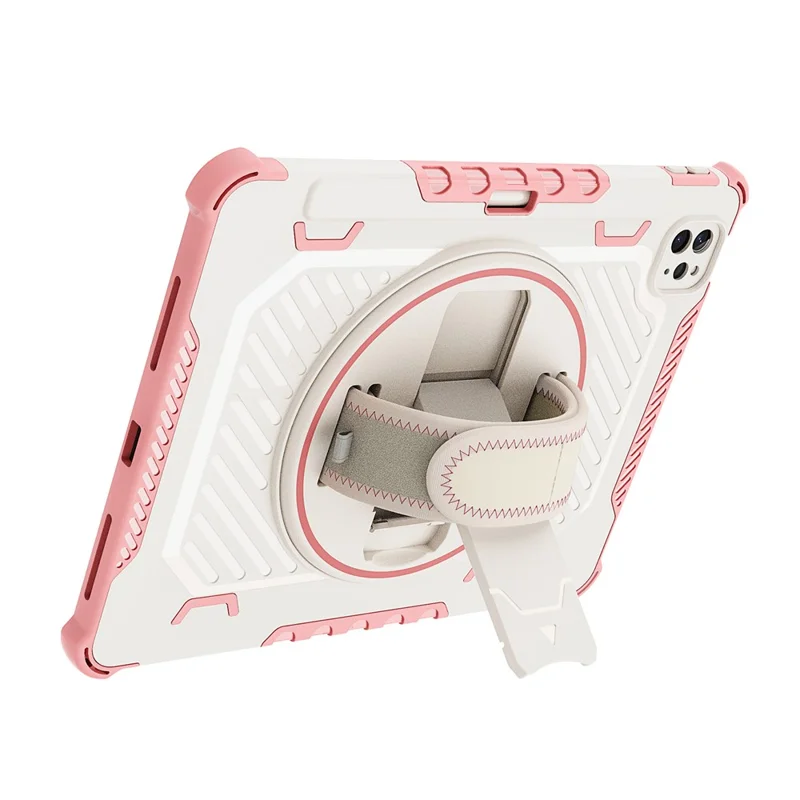 Tablet Case For iPad Pro 11 (2021)  /  (2020)  /  (2018) Kickstand PC + TPU Shockproof Cover with Hand Strap  /  Pen Slot - Pink