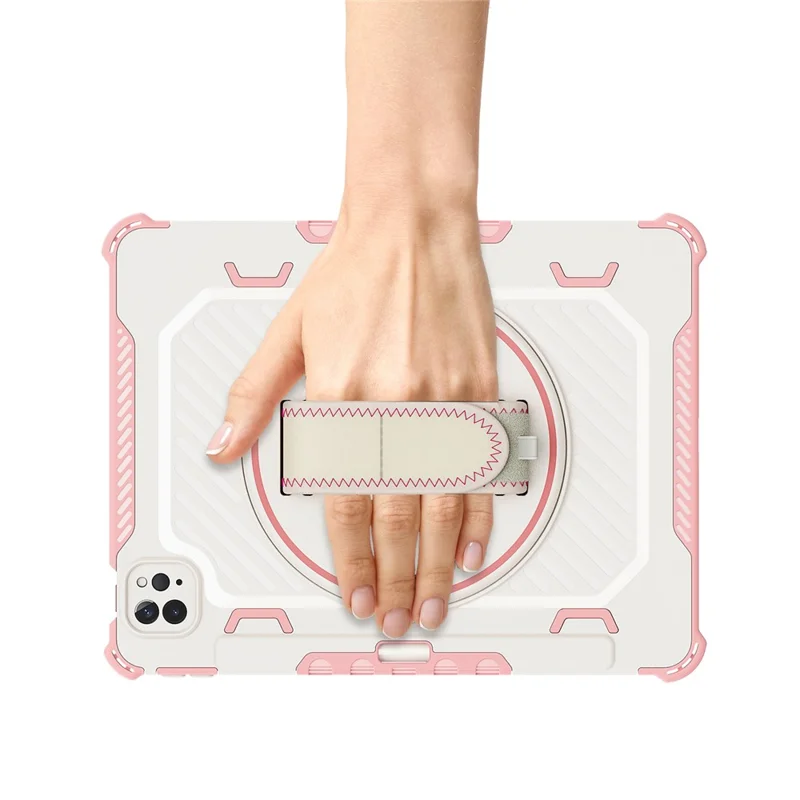 Tablet Case For iPad Pro 11 (2021)  /  (2020)  /  (2018) Kickstand PC + TPU Shockproof Cover with Hand Strap  /  Pen Slot - Pink