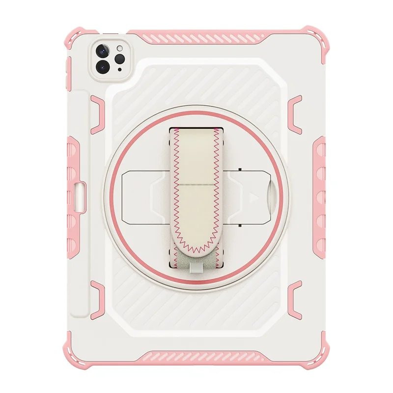 Tablet Case For iPad Pro 11 (2021)  /  (2020)  /  (2018) Kickstand PC + TPU Shockproof Cover with Hand Strap  /  Pen Slot - Pink