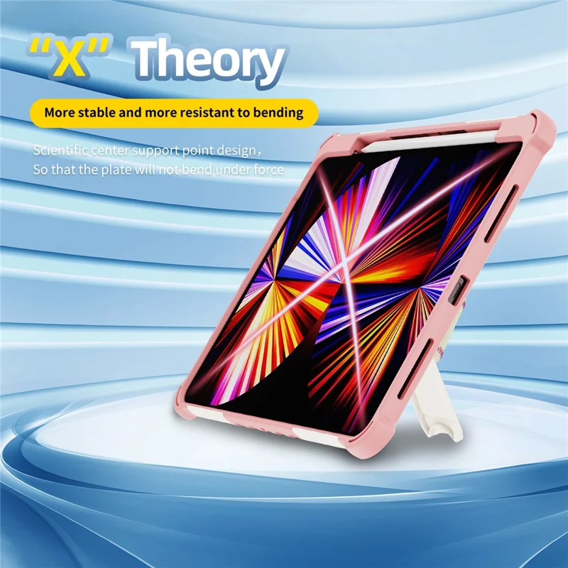 Tablet Case For iPad Pro 11 (2021)  /  (2020)  /  (2018) Kickstand PC + TPU Shockproof Cover with Hand Strap  /  Pen Slot - Pink
