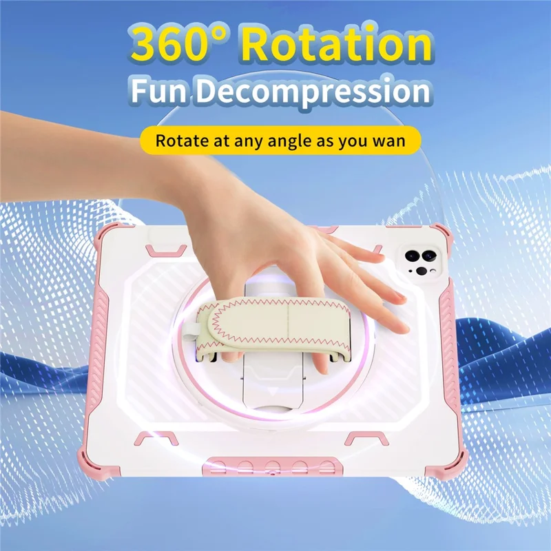 Tablet Case For iPad Pro 11 (2021)  /  (2020)  /  (2018) Kickstand PC + TPU Shockproof Cover with Hand Strap  /  Pen Slot - Pink