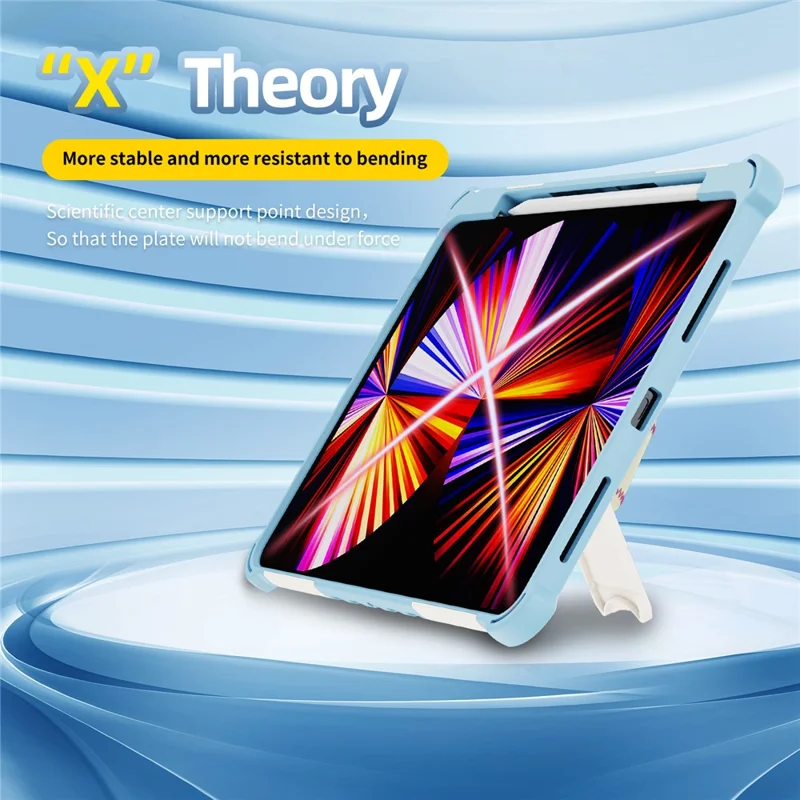 Tablet Case For iPad Pro 11 (2021)  /  (2020)  /  (2018) Kickstand PC + TPU Shockproof Cover with Hand Strap  /  Pen Slot - Blue