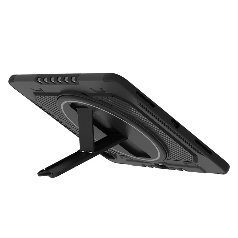 For iPad Pro 13 (2024) Case Kickstand PC + TPU Shockproof Tablet Cover with Pen Slot - Black