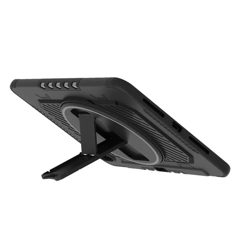 For iPad Pro 11 (2025) / 11 (2024) Case Kickstand PC + TPU Shockproof Tablet Cover with Pen Slot - Black