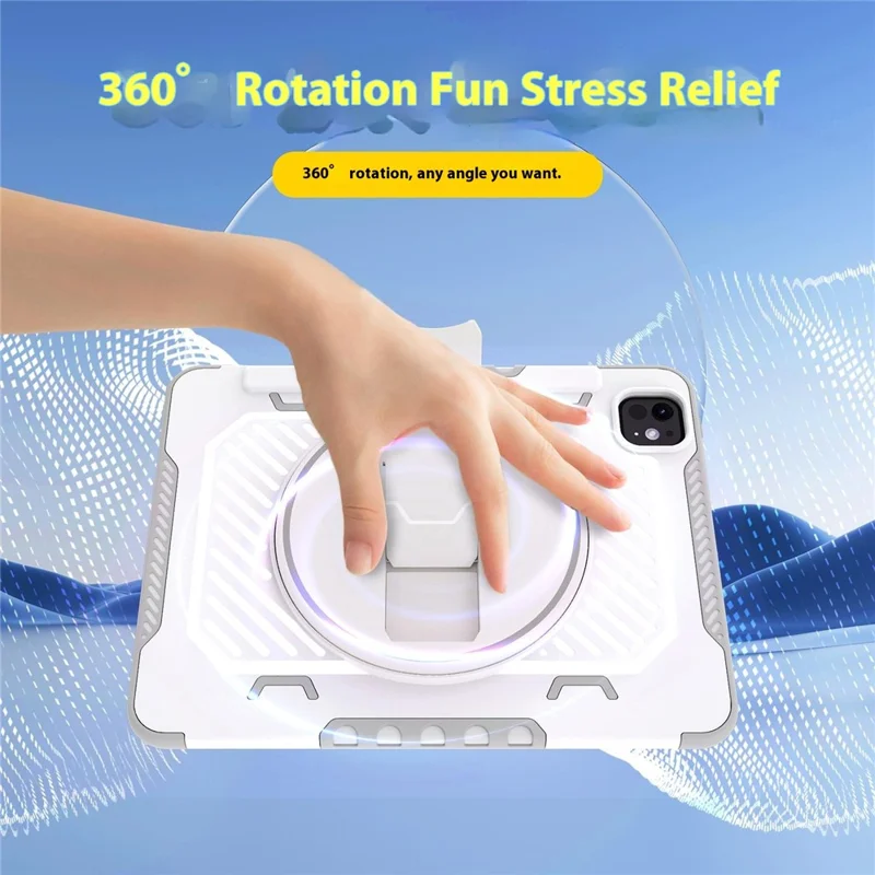 For iPad Pro 11 (2025) / 11 (2024) Case Kickstand PC + TPU Shockproof Tablet Cover with Pen Slot - Grey