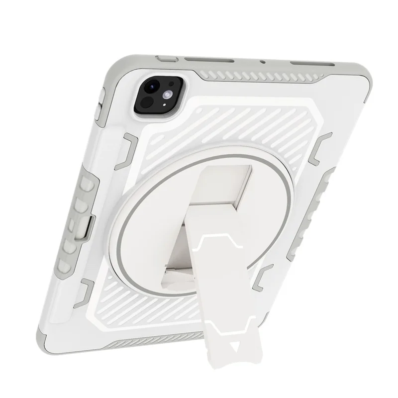 For iPad Pro 11 (2025) / 11 (2024) Case Kickstand PC + TPU Shockproof Tablet Cover with Pen Slot - Grey