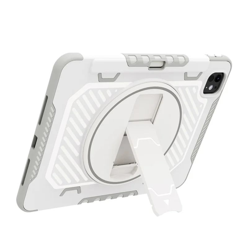 For iPad Pro 11 (2025) / 11 (2024) Case Kickstand PC + TPU Shockproof Tablet Cover with Pen Slot - Grey