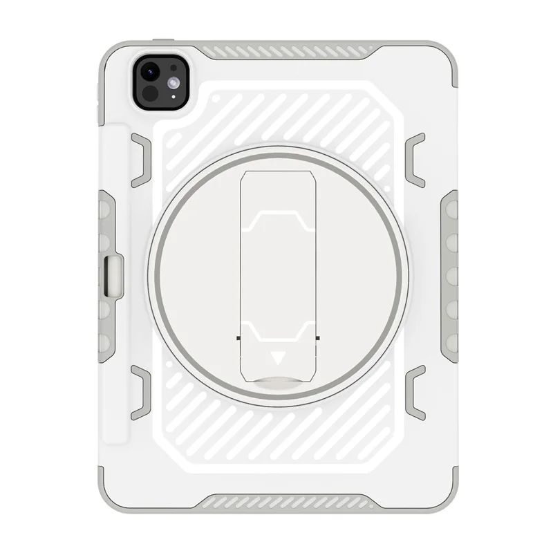 For iPad Pro 11 (2025) / 11 (2024) Case Kickstand PC + TPU Shockproof Tablet Cover with Pen Slot - Grey