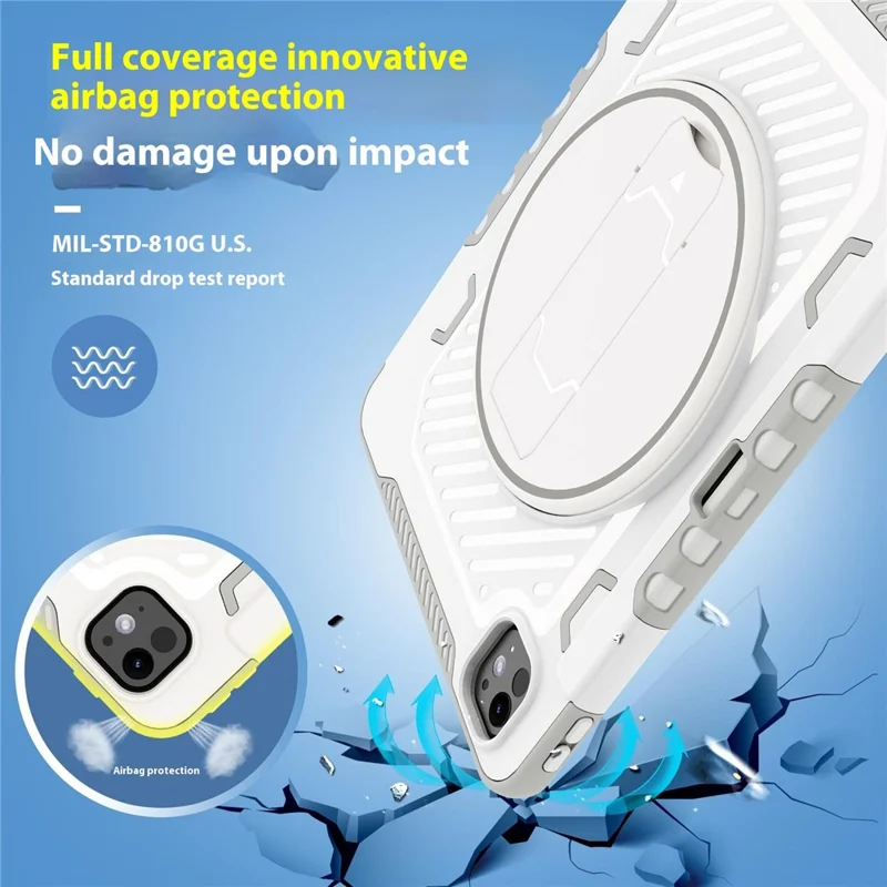 For iPad Pro 11 (2025) / 11 (2024) Case Kickstand PC + TPU Shockproof Tablet Cover with Pen Slot - Grey