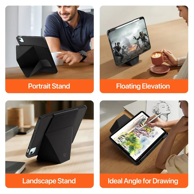 Étui pour tablette DUX DUCIS Vers Series pour iPad Air 11 (2025) / (2024) / iPad Air (2022) / (2020) / iPad Pro 11 (2022) / (2021) / (2020) - Couverture en cuir avec support - Noir