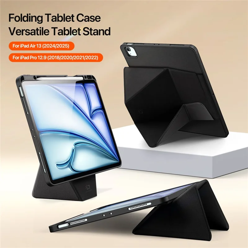 DUX DUCIS Vers Series Tablet Case for iPad Air 13 (2025) / (2024) / iPad Pro 12.9 (2022) / (2021) / (2020) / (2018) Stand Leather Cover - Black