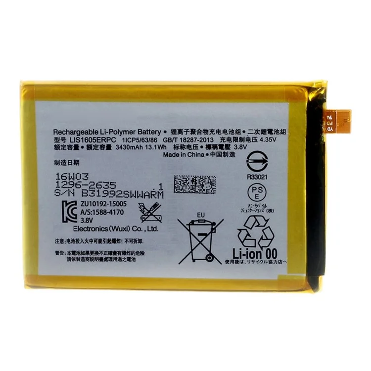 For Sony Xperia Z5 Premium / Xperia Z5 Premium Dual E6883, E6833 3.80V 3430mAh Li-Polymer Battery Replacement Part (Encode: LIS1605ERPC) (without Logo)