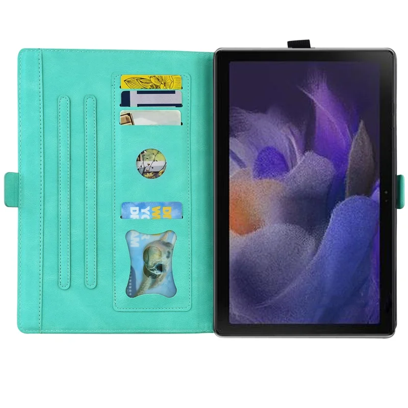For Samsung Galaxy Tab A11+ / Tab A9+ Leather Case Imprinted Butterfly Tablet Cover Stand Card Slot - Green