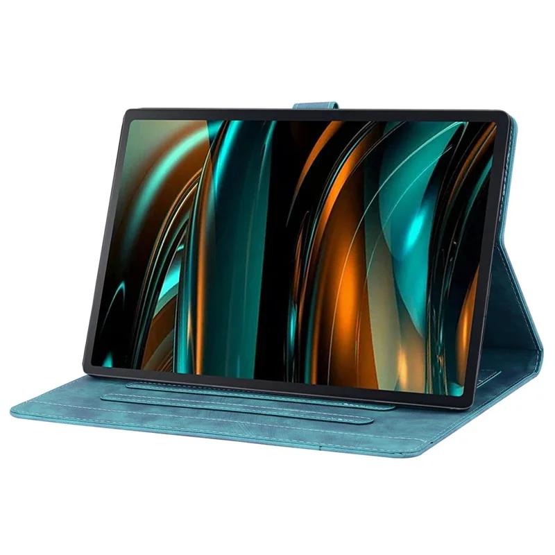 Pour Samsung Galaxy Tab A11+ / Tab A9+ Étui Fentes pour Cartes Support en Cuir Folio Couverture Fleur Chat - Vert