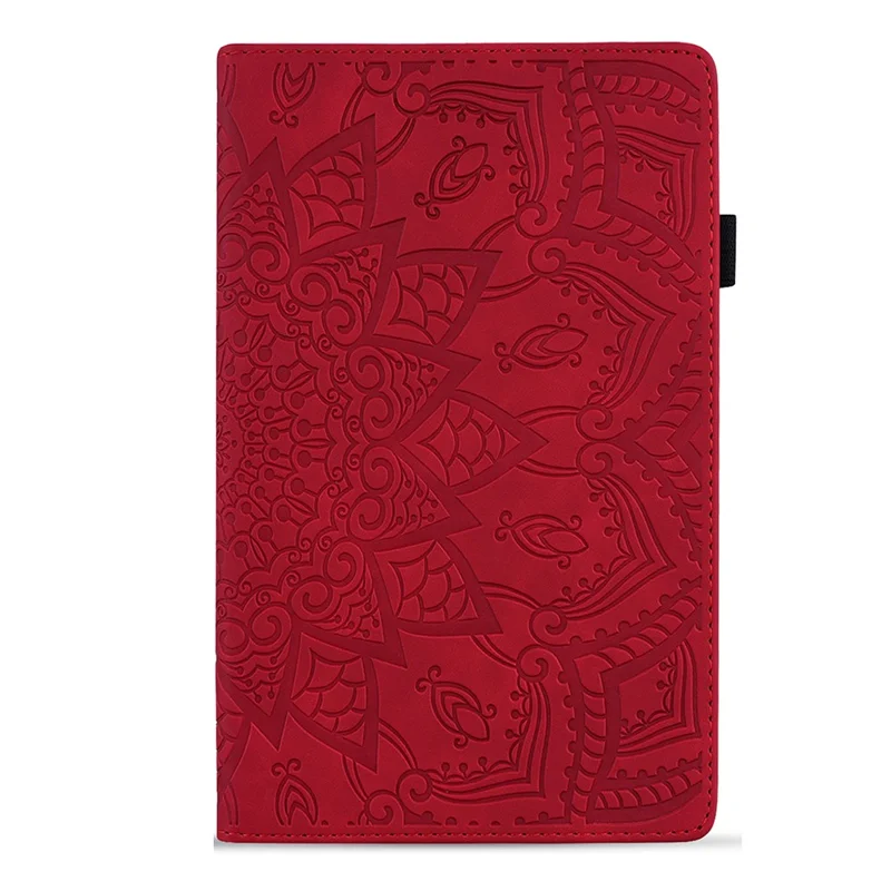 Tablet Case For Samsung Galaxy Tab S11 / S10 Lite / S10 FE / S9 / S9 FE / S8 / S7 Card Slots Leather Cover Flower Pattern - Red