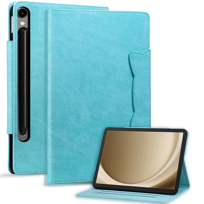 Funda de cuero para Samsung Galaxy Tab S11 / S10 Lite / S10 FE / S9 / S9 FE / S8 / S7, tapa protectora con cierre de hebilla de gato - Azul bebé