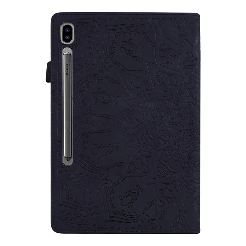 Étui pour tablette pour Samsung Galaxy Tab S11 Ultra / S10 Ultra / S9 Ultra / S8 Ultra Fentes pour cartes Housse en cuir Motif floral - Noir