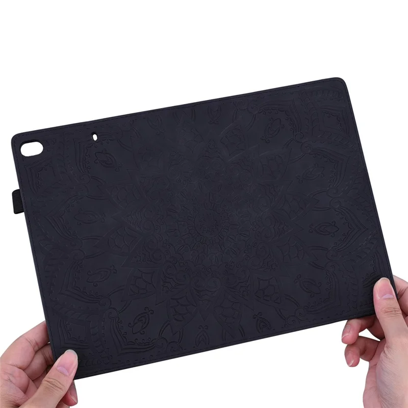 Étui pour tablette pour Samsung Galaxy Tab S11 Ultra / S10 Ultra / S9 Ultra / S8 Ultra Fentes pour cartes Housse en cuir Motif floral - Noir