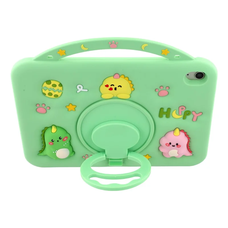 For iPad (2025) / iPad 10.9 (2022) Silicone Case Rotating Kickstand Hand Grip Cute Tablet Cover