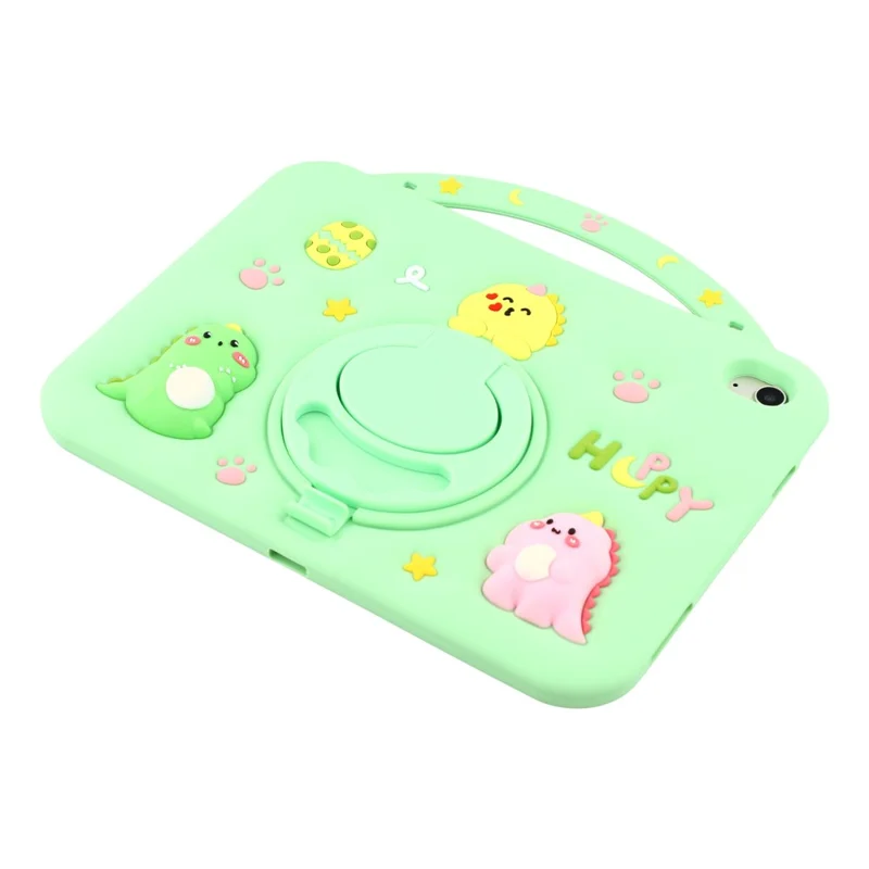 For iPad (2025) / iPad 10.9 (2022) Silicone Case Rotating Kickstand Hand Grip Cute Tablet Cover