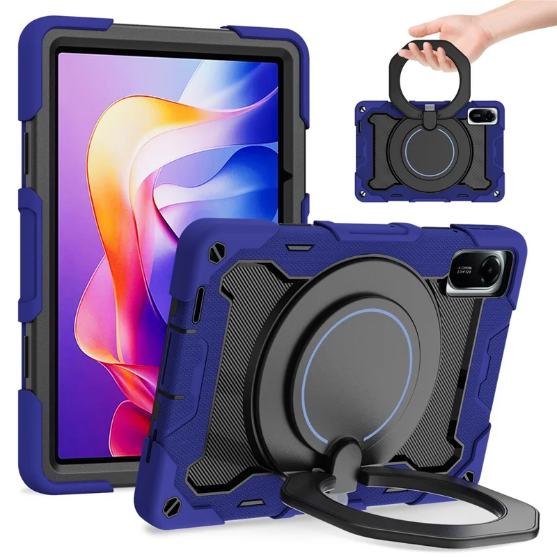 For Xiaomi Redmi Pad 2 11 Case with Kickstand PC + Silicone Shockproof Rugged Tablet Cover - Navy Blue