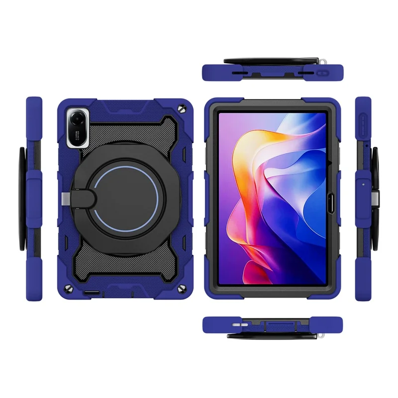 For Xiaomi Redmi Pad 2 11 Case with Kickstand PC + Silicone Shockproof Rugged Tablet Cover - Navy Blue