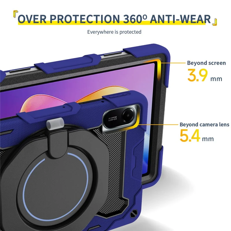 For Xiaomi Redmi Pad 2 11 Case with Kickstand PC + Silicone Shockproof Rugged Tablet Cover - Navy Blue
