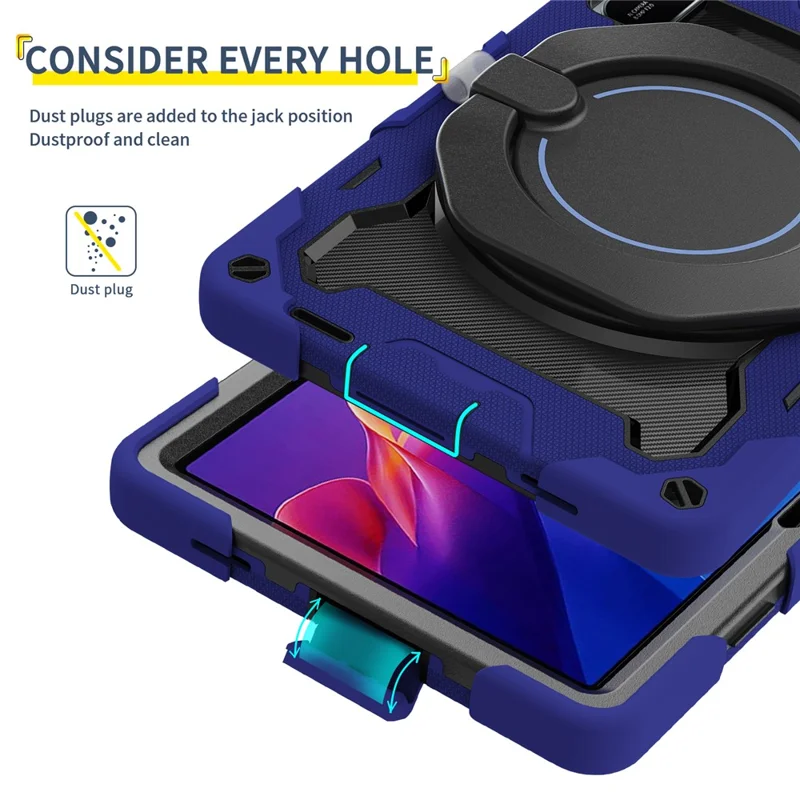 For Xiaomi Redmi Pad 2 11 Case with Kickstand PC + Silicone Shockproof Rugged Tablet Cover - Navy Blue