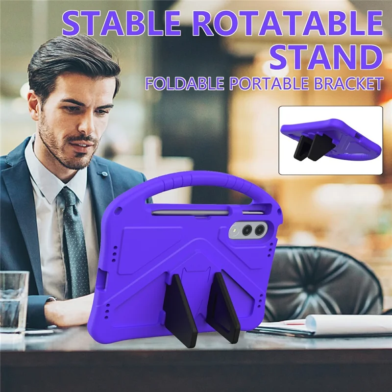For Lenovo Xiaoxin Pad Pro GT Case EVA Tablet Cover with Handle Kickstand Children Friendly - Purple