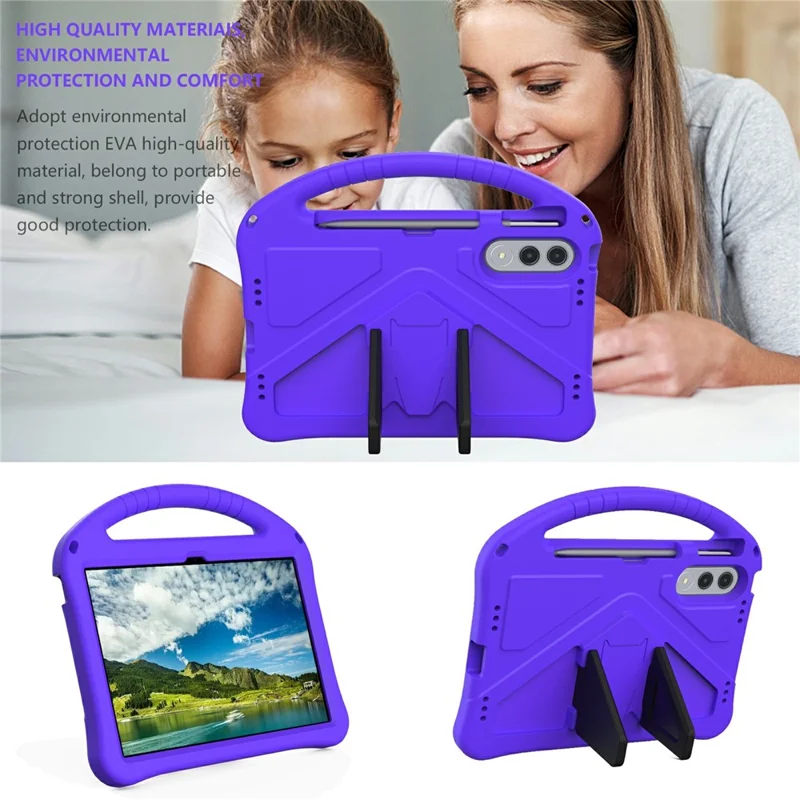 For Lenovo Xiaoxin Pad Pro GT Case EVA Tablet Cover with Handle Kickstand Children Friendly - Purple
