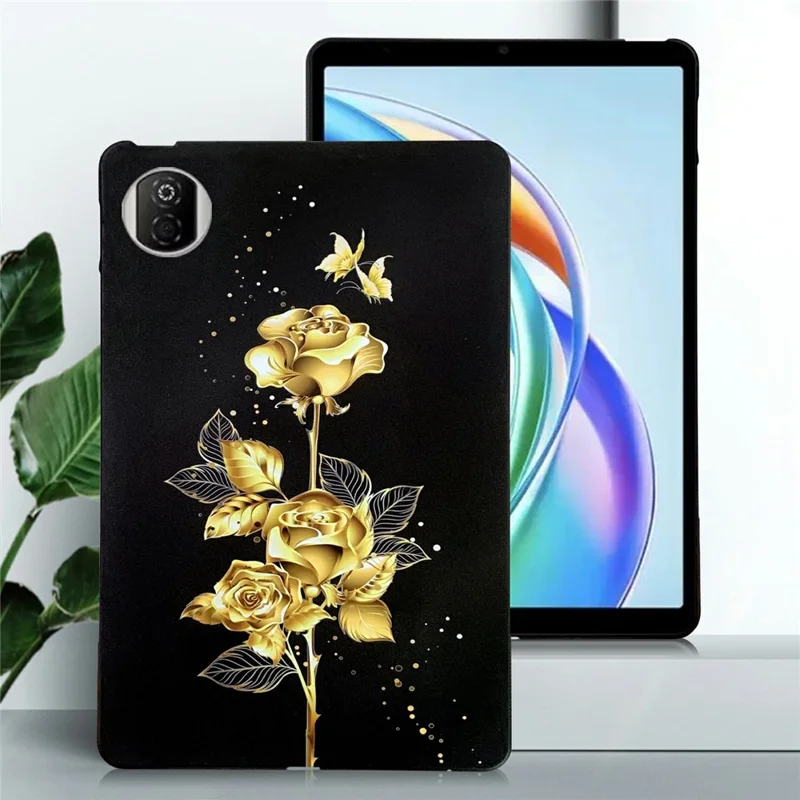 For Honor Pad X7 TPU Case Pattern Printing Slim Tablet Protective Cover - Golden Butterfly Rose