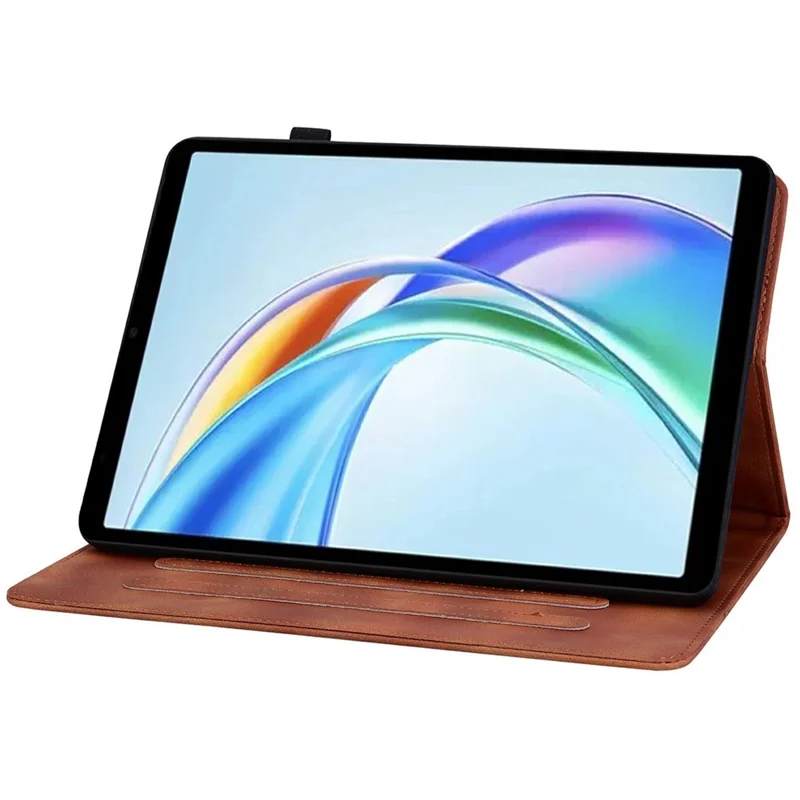 For Honor Pad X7 Case Lily Flower Imprint Card Slots Leather Tablet Cover - Brown