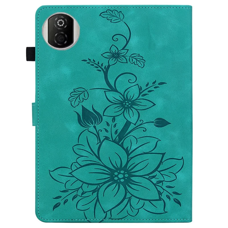 For Honor Pad X7 Case Lily Flower Imprint Card Slots Leather Tablet Cover - Green