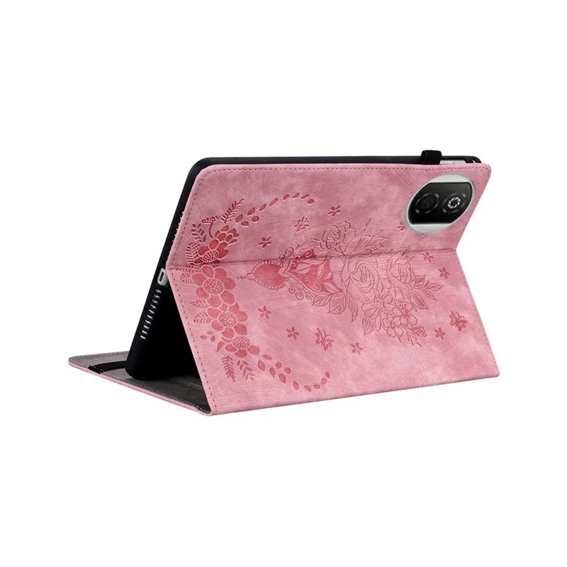 Honor Pad X7 Hülle Kartenhalter Kratzfest Leder Cover Rose Blume Aufdruck - Rosa
