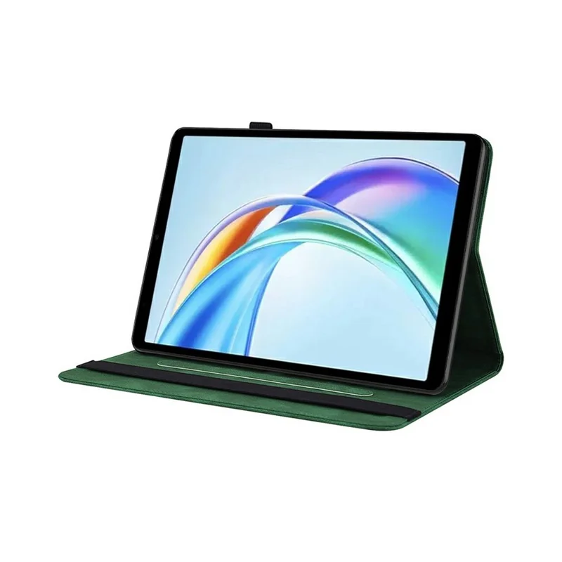 For Honor Pad X7 Case Butterfly Flower Imprint PU Leather Tablet Cover with Card Slots - Green
