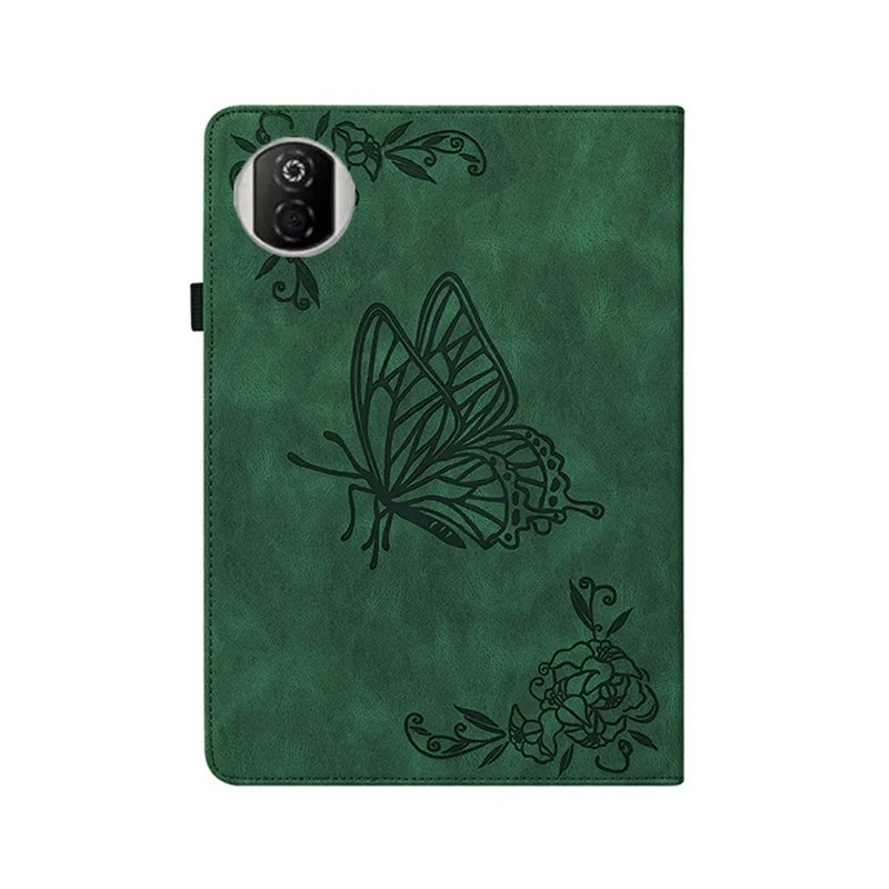 For Honor Pad X7 Case Butterfly Flower Imprint PU Leather Tablet Cover with Card Slots - Green