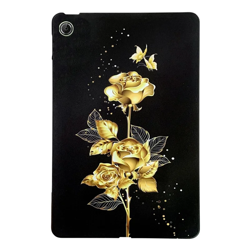 For Lenovo Tab K9 TPU Case Pattern Printing Slim Tablet Protective Cover - Golden Butterfly Rose