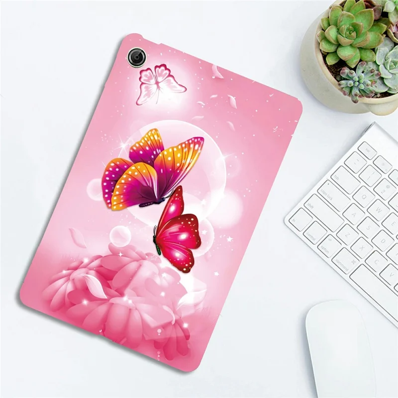 For Lenovo Tab K9 Case Pattern Printing Slim Soft TPU Tablet Cover - Pink Butterfly