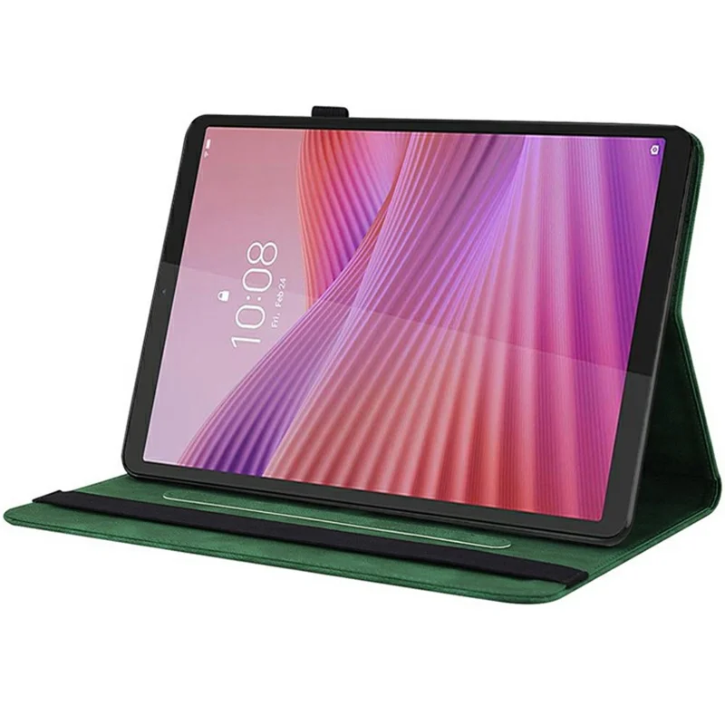 For Lenovo Tab K9 Case Butterfly Flower Imprint PU Leather Tablet Cover with Card Slots - Green