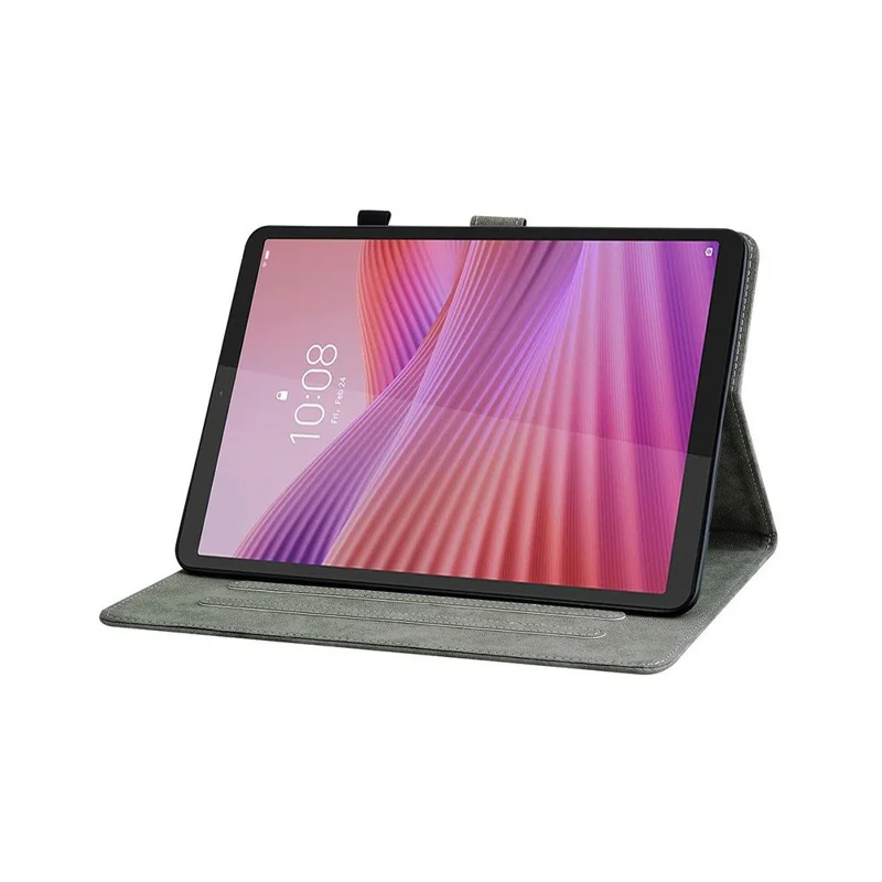 For Lenovo Tab K9 Case Tiger Imprint Anti-Scratch PU Leather Tablet Cover - Grey