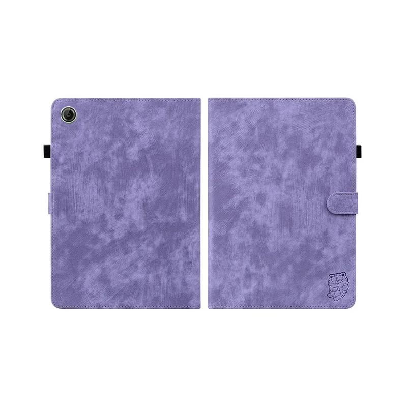 For Lenovo Tab K9 Case Tiger Imprint Anti-Scratch PU Leather Tablet Cover - Purple