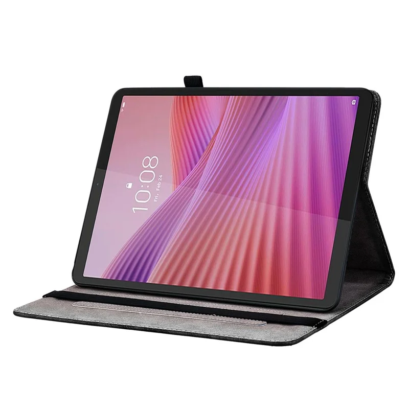 Étui en cuir pour tablette Lenovo Tab K9 avec motif imprimé et support - Fleurs de prunier
