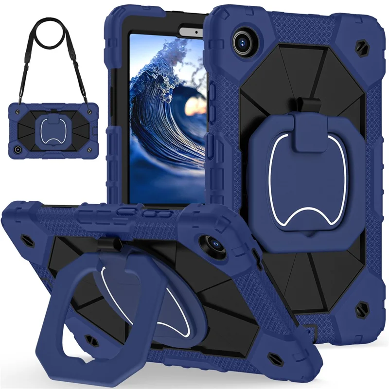 For Lenovo Tab K9 / Tab One Case Silicone + PC Kickstand Tablet Cover - Navy Blue / Black