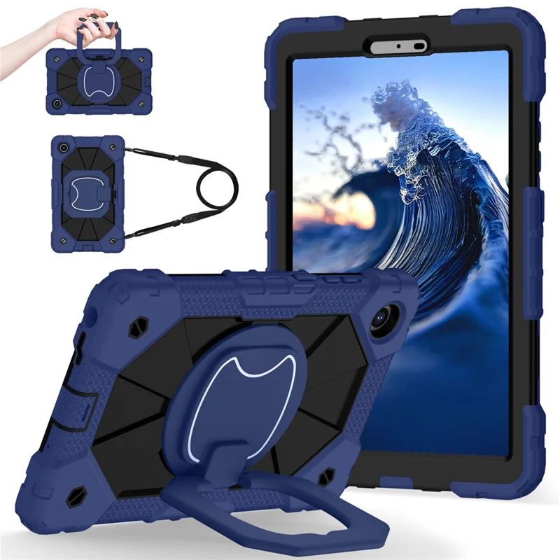 For Lenovo Tab K9 / Tab One Case Silicone + PC Kickstand Tablet Cover - Navy Blue / Black