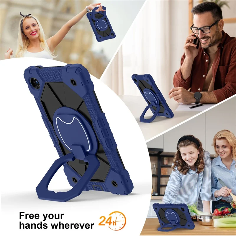 For Lenovo Tab K9 / Tab One Case Silicone + PC Kickstand Tablet Cover - Navy Blue / Black