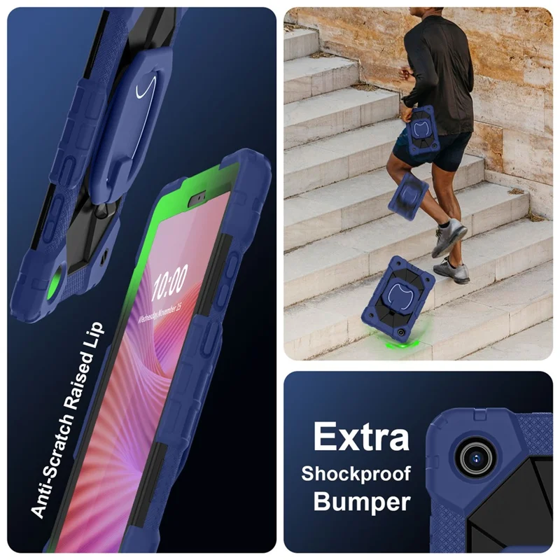 For Lenovo Tab K9 / Tab One Case Silicone + PC Kickstand Tablet Cover - Navy Blue / Black