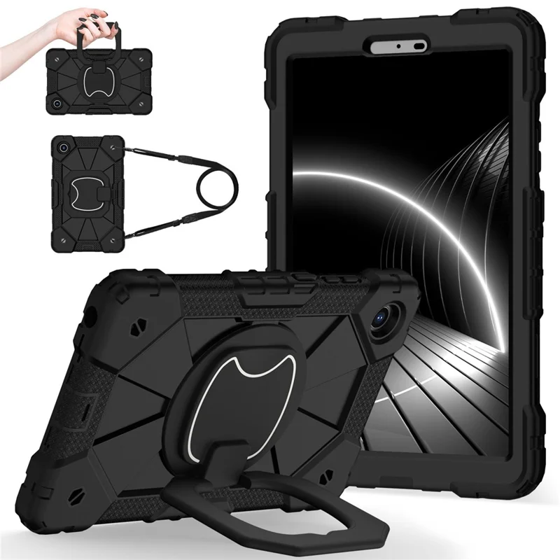 For Lenovo Tab K9 / Tab One Case Silicone + PC Kickstand Tablet Cover - Black / Black