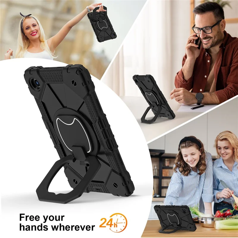 For Lenovo Tab K9 / Tab One Case Silicone + PC Kickstand Tablet Cover - Black / Black